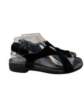 Munro Meghan Black Nubuck Leather Comfort Slingback Sandals Womens 9.5 USA